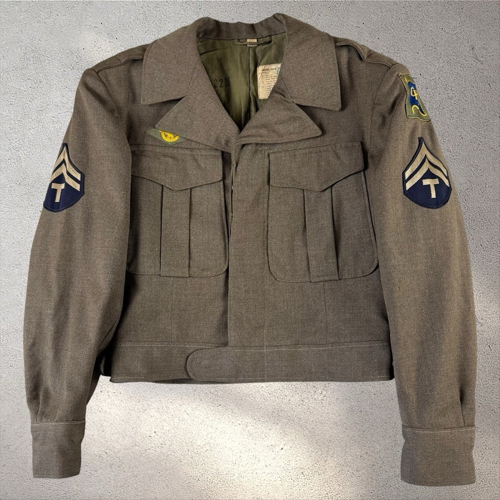 Original WW2 Era Ike Jacket‎ GHQ Patches Army T-5 Corporal M1944 Eisenhower